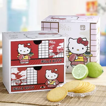 Hello Kitty薄燒餅乾禮盒-木盒×2盒紅色