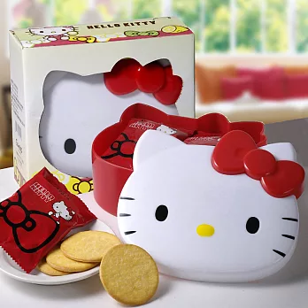 Hello Kitty Q臉造型餅乾盒×2盒白紅色