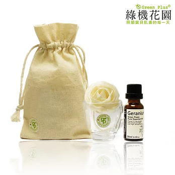 【綠機花園GreenPlus】手工玫瑰花擴香組（天竺葵精油20ml）