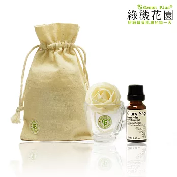 【綠機花園GreenPlus】手工玫瑰花擴香組（快樂鼠尾草精油20ml）