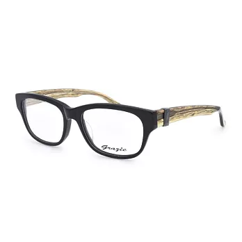 GRAZIE 簡約有型 流行方框平光眼鏡E8012-C04黑/透明樹紋