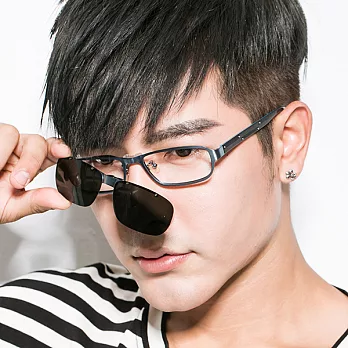 GRAZIE 簡約有型 商務方框前掛式平光眼鏡9801-4藍