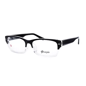 GRAZIE 流行方框粗邊平光眼鏡G1103-C4黑/透明
