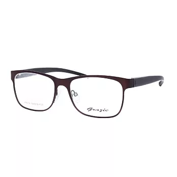 GRAZIE 輕量簡約 流行方框平光眼鏡M8014-C3咖啡/黑