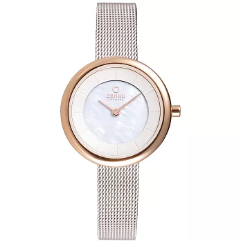 OBAKU 雅悅媛式時尚米蘭腕錶-玫瑰金x銀