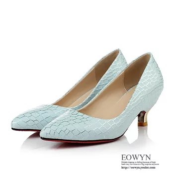 EOWYN.時尚新品簡約優雅舒適尖頭百搭細中跟包鞋EMD01444-76/2色/34-39碼現貨+預購藍色37