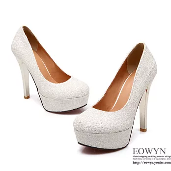 EOWYN.2015顯瘦新款細高跟鞋婚鞋聖誕狂歡結婚鞋淺口時裝包鞋EMD01540-80/2色/34-39碼現貨+預購白色34