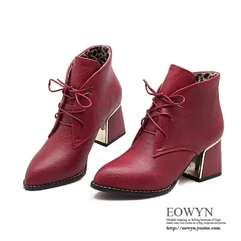 EOWYN．英倫時尚個性綁帶造型尖頭短靴/牛津鞋EMD01474-65/3色/34-39碼現貨+預購紅色39