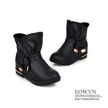 EOWYN．韓系時尚個性風素色甜美蝴蝶結百搭平底短靴EMD01469-70/3色/34-39碼現貨+預購黑色34