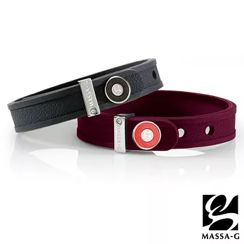 MASSA-G X DECO ONLY U唯你鍺鈦手環-皮革革紋手環-粉紅+扣具-黑