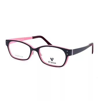 VISION 繽紛 流行潮流方框粗邊平光眼鏡VA-2010-C4深灰橘紅