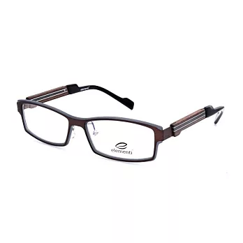 elementi 簡約個性 木質橫紋流行方框平光眼鏡EAS0704-02木頭金褐