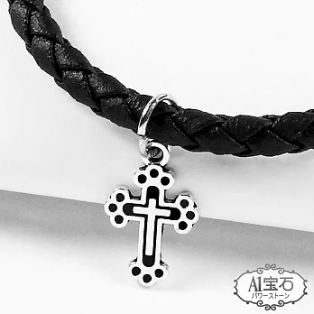 【A1寶石】十字架款-Endless混搭元素-仿真皮繩編織手鍊(含開光加持)