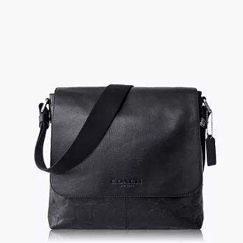 【COACH 男仕品味】皮革 / 側肩 / 斜肩 / 多功能包_黑色