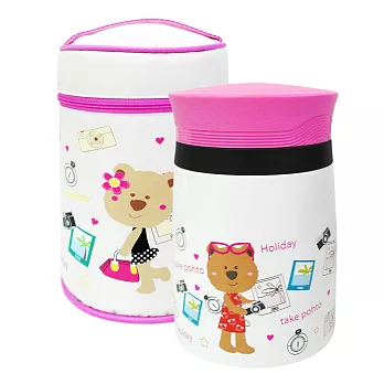 【仙德曼】法國浣熊寶貝真空悶燒食物罐-750ml-粉紅色