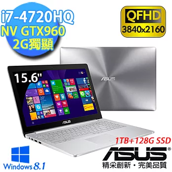 【ASUS】UX501JW 15.6吋《高效能_極致工藝》i7-4720HQ 16G記憶體 GTX960M獨顯 IPS高畫質Win8.1混碟筆電 (392A4720HQ)極致工藝-金屬灰色