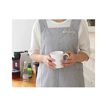 [Mamae] 出口韓國 時尚短款麻棉圍裙 簡約風格 成人廚房圍裙淺灰色
