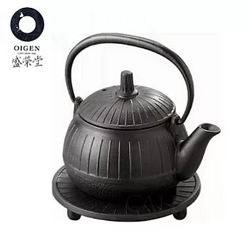 【盛榮堂】南部鐵器-斗笠線急須鑄鐵茶壺(日本製)附壺座/不鏽鋼濾網