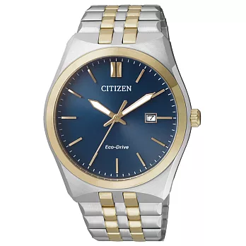 CITIZEN Eco-Drive 我們的輕閒時光時尚男腕錶-金x藍