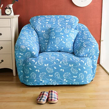 【HomeBeauty】恆溫印花彈性沙發罩-1人座-仲夏葉-三色可選粉藍