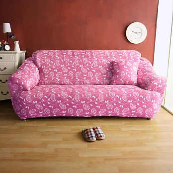 【HomeBeauty】恆溫印花彈性沙發罩-1+2+3人座-仲夏葉-三色可選粉紅