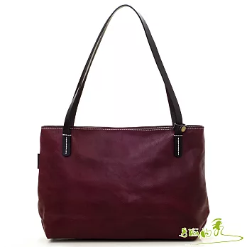 【手感的秀】植鞣革俐落雙彩托特包(奢華紅)