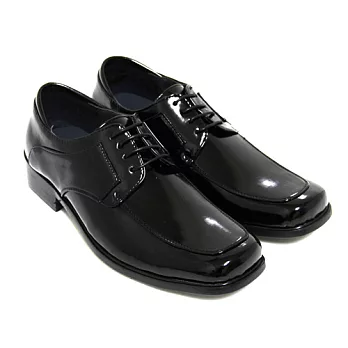 【Pretty】八孔綁帶式方頭漆皮核心氣墊低跟學生鞋(男款)40黑色