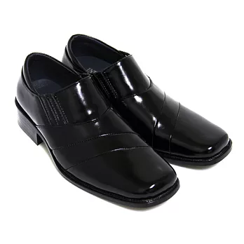 【Pretty】直套式方頭漆皮低跟學生鞋皮鞋(男款)39黑色