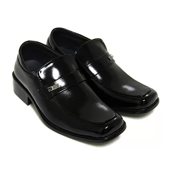 【Pretty】直套式方頭漆皮低跟學生鞋(男款)39黑色