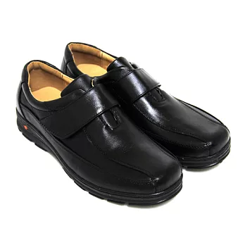 Green Phoenix沾黏式圓頭牛皮全真皮紳士休閒皮鞋39黑色