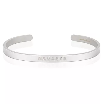 MANTRABAND 美國悄悄話手環 NAMASTE 虔誠致意 銀色 寬版 男款