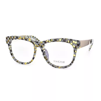 HACHILL 潮流玩酷 方格流行大框粗邊平光眼鏡HC8213-C5黃黑白格紋