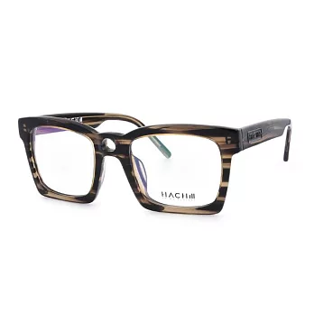 HACHILL 潮流玩酷 橫紋流行大框粗邊平光眼鏡HC8216-C4咖