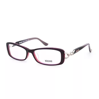 MOSCHINO 義大利製雕花 水鑽愛心型平光眼鏡090-04S酒紅
