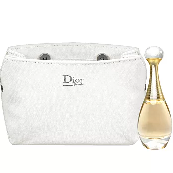Dior 迪奧 J’adore香氛迷你版(5ml)+壓紋磁扣Beaute化妝包(白)