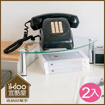 【ikloo】玻璃角落電話架/置物架-2入