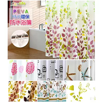 [Conalife] PEVA時尚加厚型防水浴簾 (浴簾+桿子/組)粉紅太陽花