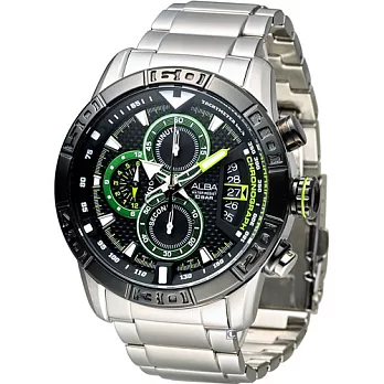 ALBA 雅柏 活力型男計時腕錶 VK67-X008D AV6047X1 黑x綠