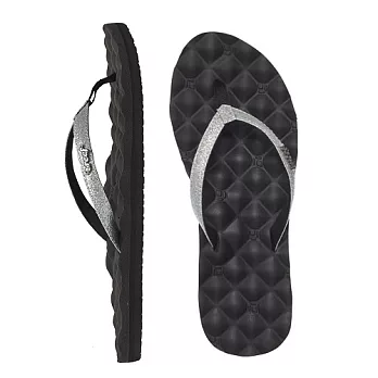 REEF新軟Q人體工學亮麗絲綢織帶女款人字拖.黑銀BLACK/SILVER5黑銀