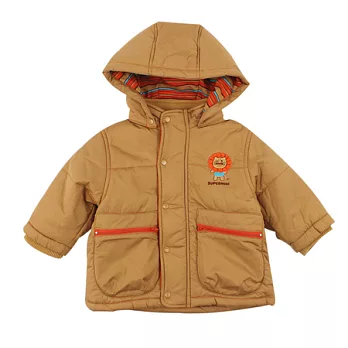 【愛的世界】SUPERMINI小獅子系列防風鋪棉連帽外套-台灣製-115褐色