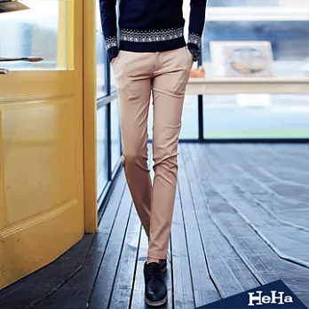 長褲 韓版拼接條紋修身直筒長褲 三色-HeHa-32（卡其）