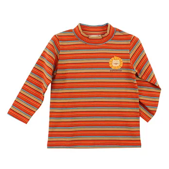 【愛的世界】SUPERMINI小獅子系列橫條紋立領套頭衫-台灣製-95橘色