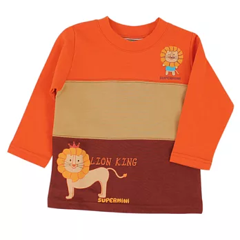 【愛的世界】SUPERMINI小獅子系列羅紋領純棉長袖上衣-台灣製-80橘色