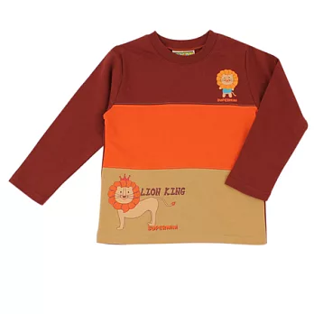 【愛的世界】SUPERMINI小獅子系列羅紋領純棉長袖上衣-台灣製-100褐色