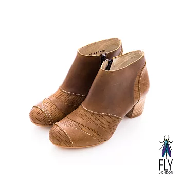 Fly London(女)★ 微芙拼貼牛皮低跟踝靴 - 沙棕35沙棕
