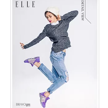 ELLE active時尚俏麗異材質混搭運動休閒鞋36紫色