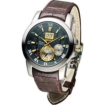 SEIKO PREMIER 人動電能萬年曆腕錶 7D56-0AB0NSNP127J1墨綠色