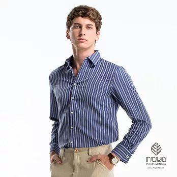 【NOYA】Coolmax吸排條紋時尚型男長袖襯衫-0NCM3803M海藍