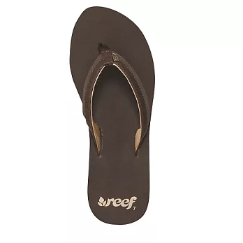REEF新軟Q人體工學彈性橡膠緞面織帶女款人字拖.咖啡BROWN5咖啡