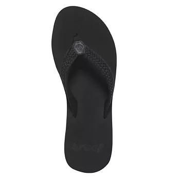REEF柔軟編織織帶彈性橡膠外底女款人字拖.黑BLACK5黑